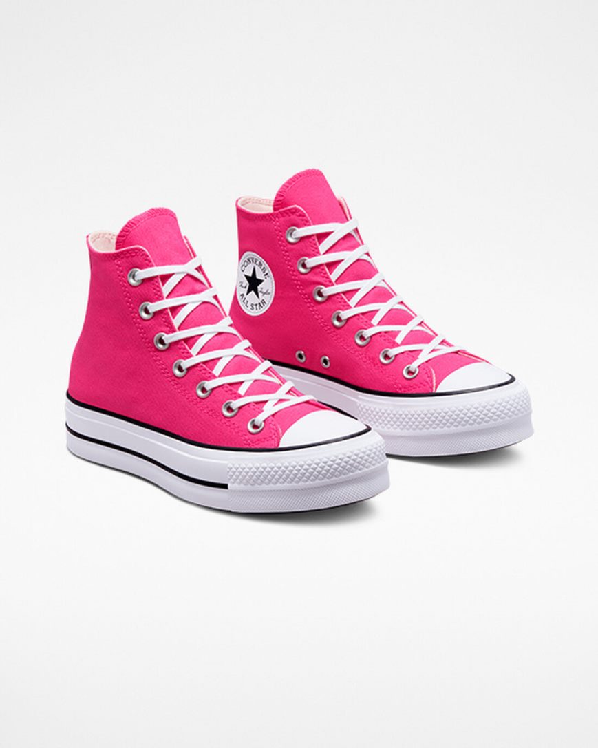 Topanky Na Platforme Converse Chuck Taylor All Star Lift Platene Vysoke Damske Ruzove Čierne Biele | SK OMSLX9